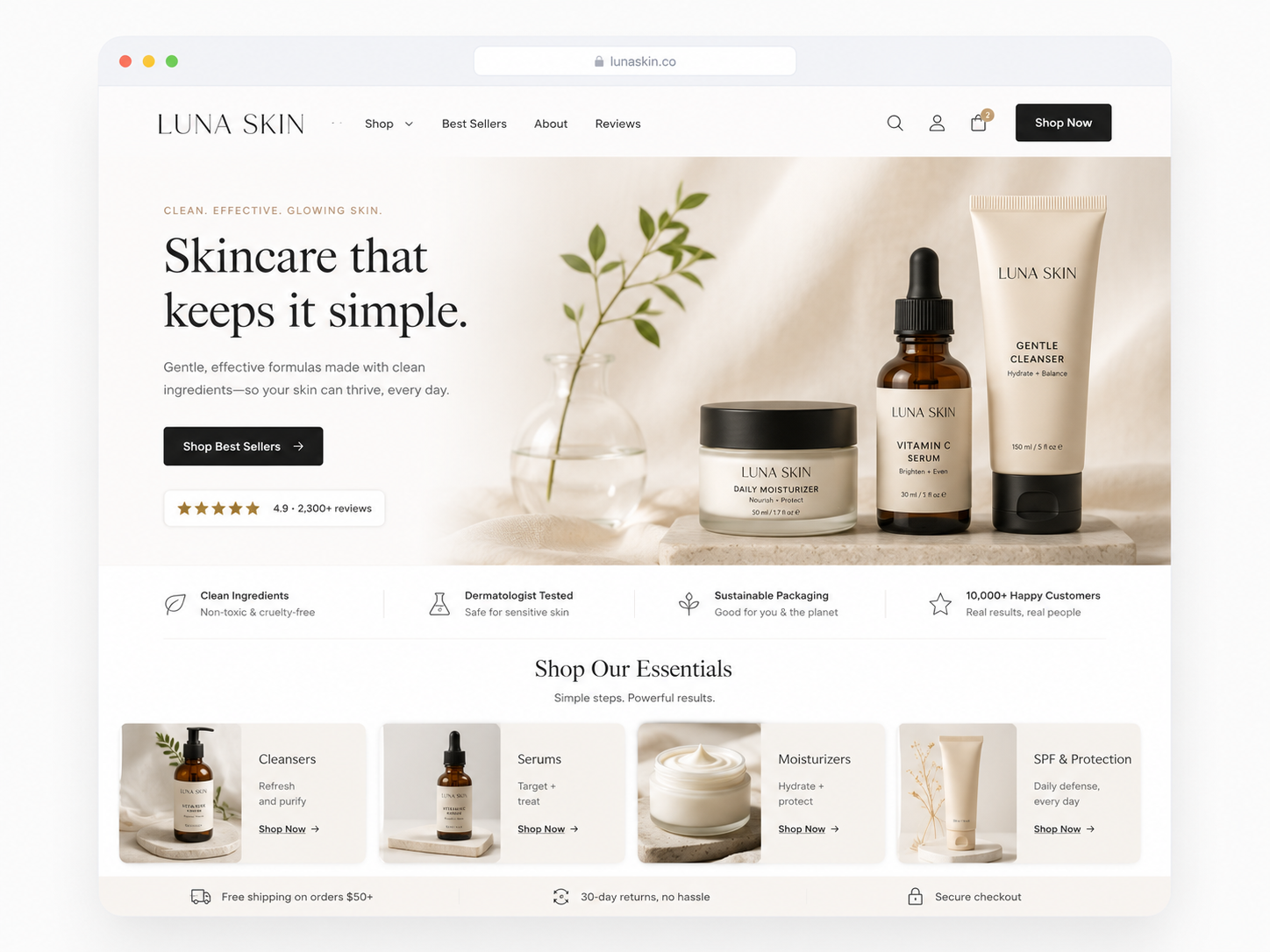 Example business website homepage